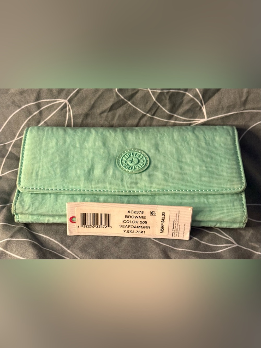 Kipling Seafoam Green Brownie Wallet Crossbody